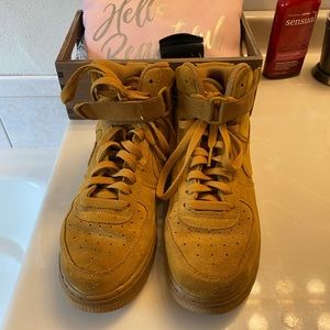 Tan high top Air Force 1’s